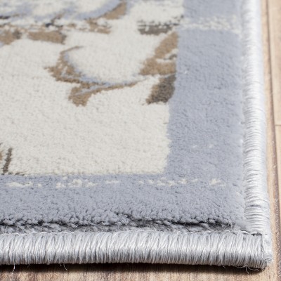 Light Blue and Ivory Vintage Rectangular Area Rug