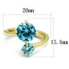 Slickblue Women's Stainless Steel Ring with IP Gold Finish and Sea Blue CZ Center, Size 5-10 - 2 of 4