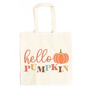 City Creek Prints Cursive Hello Pumpkin Canvas Tote Bag - 15x16 - Natural - 1 of 2