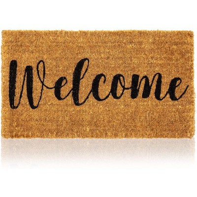 Juvale Natural Coir Doormat, Welcome Mats for Front Door, and Outdoor Entry, 17x30 In