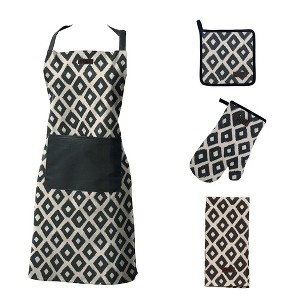 Evideco French Home Goods 4-Piece Kitchen Accessories Set: Includes Apron, Oven Mitt, Pot Holder, and Towel - 1 of 4