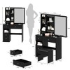 Vanity Desk Set, Cabinet Vanity Table + Cushioned Stool, Extra Large Touch Control Sliding LED Mirror, Tri-color Switching, Brightness Adjustable - 3 of 4