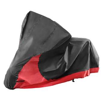 Unique Bargains Waterproof 210D 2 in 1 Motorcycle Cover for Harley L Black Red 1 Pc