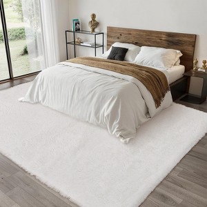 Luxury Modern Plush Fluffy Velvet Rug 5 x 8 ft, Faux Wool Rugs with  Non-Slip & Washable,for Bedroom Living Room Nursery - 1 of 4