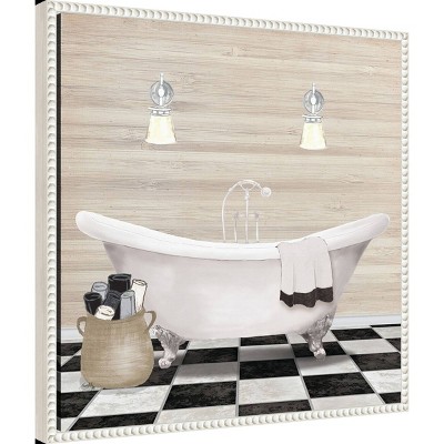 Elizabeth Medley Bathroom Scene White Canvas Wall Art with Floater Frame