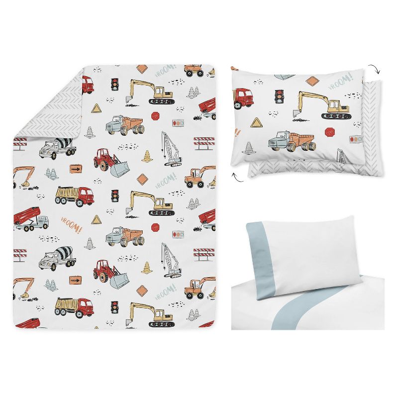 5pc Construction Truck Toddler Kids&#39; Bedding Set Red and Blue - Sweet Jojo Designs, 6 of 8