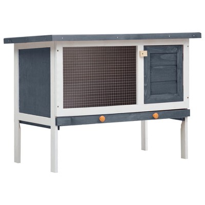 Rabbit Hutch Grey Solid pine wood 35.4 x 17.7 x 25.6 invidaXL