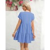 Imily Bela  Summer Flowy Babydoll Dress V Neck Short Sleeve Swing Mini Tunic Casual - 4 of 4