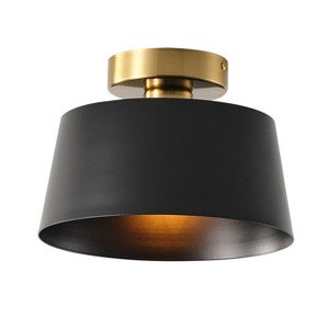 Dewdrop Modern Farmhouse Ceiling Light Fixture Semi Flush Mount Black and Gold Metal Lamp for Dining Room Entryway - 1 of 4