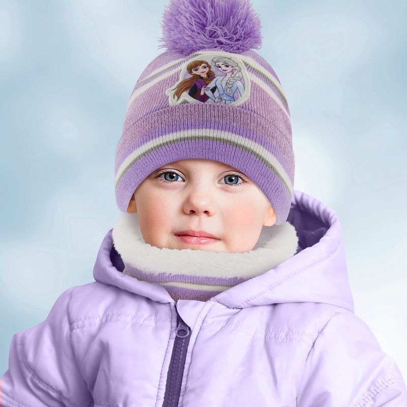Frozen Elsa & Anna Winter Scarf and Mittens, Kids Ages 2-7 (Purple), 2 of 3