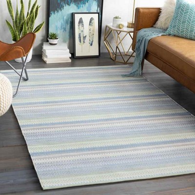 Falmouth 2' x 3' Gray and Sage Wool Stripe Area Rug