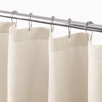 Mdesign Cotton Waffle Knit Shower Curtain Spa Quality 72 X 96 White Target