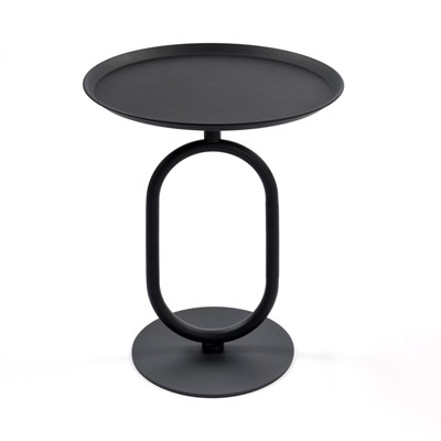 HDZNVF 21.3 inch Height Lantern shaped Metal End Table, Modern Coffee Drink Cocktail Table, Black