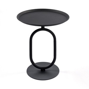 HDZNVF 21.3 inch Height Lantern shaped Metal End Table, Modern Coffee Drink Cocktail Table, Black - 1 of 4