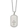 Chisel Stainless Steel Brushed Laser Cut Edges and Cross Dog Tag on a 24" Rope Chain Necklace - 4 of 4