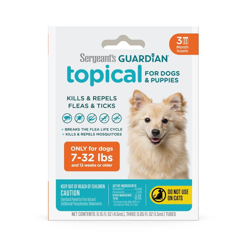 Sergeant&#39;s Guardian Flea &#38; Tick Topical Treatment for Dogs - 7-32 lbs - 3ct, 1 of 5