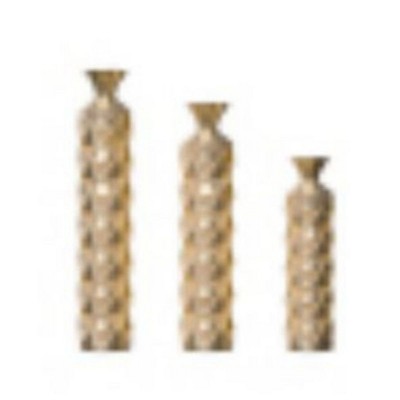 Infurnic Decorative Vases Vases Metal Vases Decorated, Set of 3 Gorgeous Home Decoration, for Living Room and Bedroom, Gold, 5.9"*5.9"*33.5