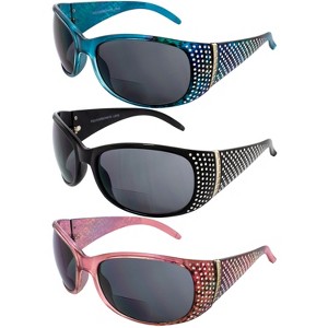 3 Pairs of Global Vision Eyewear Galaxy Women's Motorcycle Glasses with +2.0 Bifocal Smoke, Smoke, Smoke Lenses - 1 of 4