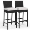 Wicker Woven Outdoor Bar Stools Set of 2/4, Rattan Patio Stools & Patio Bar Chairs Armless, Outdoor Bar Height Chair w/Soft Seat Cushion - 2 of 4
