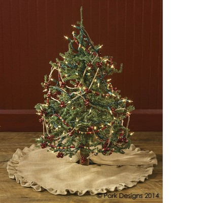 Natural Jute Burlap Tree Skirt with Ruffled Edge, 24"