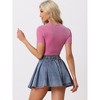 Allegra K Women's Party Glitter Shiny Short Sleeves Cut Out Metallic Fabric Crop Tops - 3 of 4