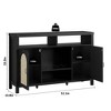 Jojoka 52" Rattan Sideboard Buffet Cabinet with Storage and Wine Racks, Farmhouse Kitchen Buffet Cabinet with Drawer, Coffee Bar with Open Shelves - 2 of 4