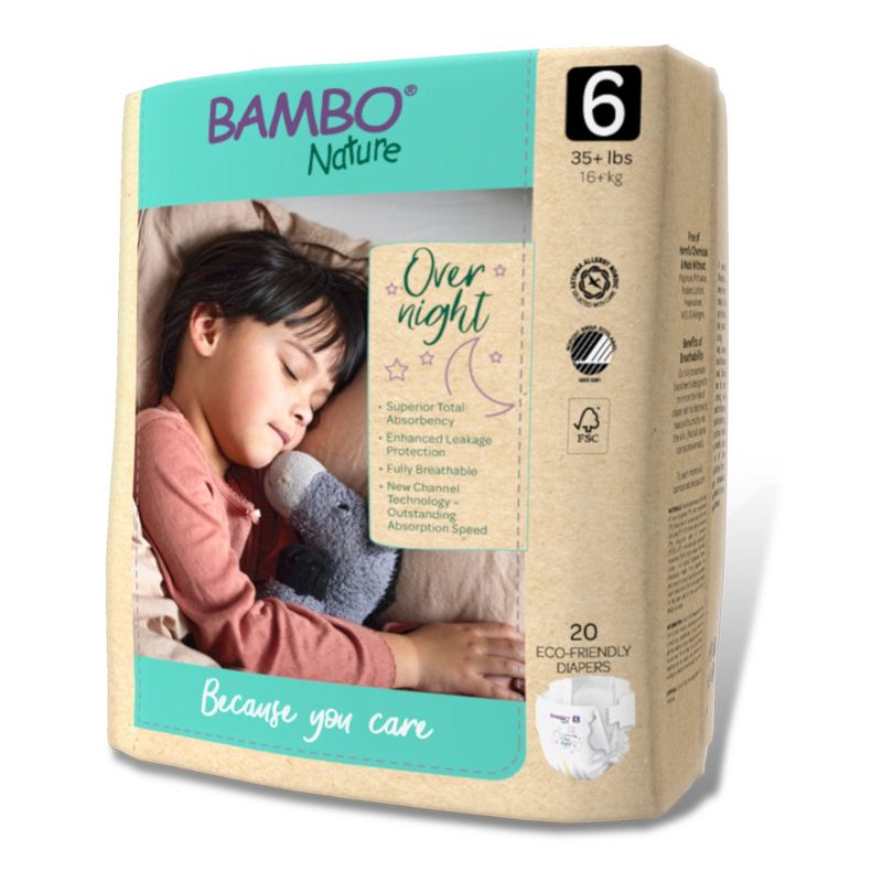 Bambo Nature Overnight Diapers, Disposable, Eco-Friendly, Size 6, 20 Count, 8 Packs, 160 Total, 3 of 6