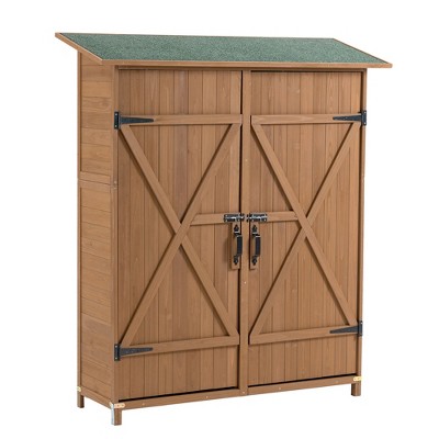 Outdoor Storage Shed with Lockable Door, Wooden Tool Storage Shed