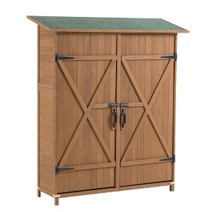 Outdoor Storage Shed with Lockable Door, Wooden Tool Storage Shed - 1 of 4