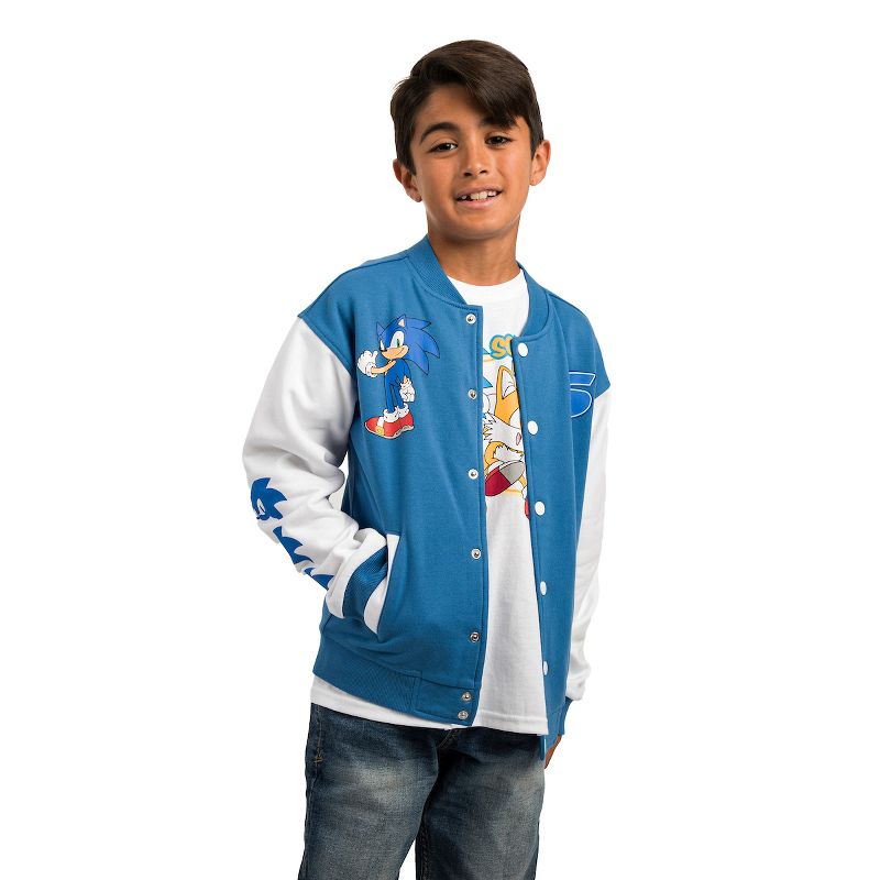 Sonic the Hedgehog Blue and White Youth Bomber Jacket, 3 of 5