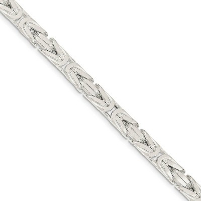 Black Bow Jewelry Mens 7.5mm Sterling Silver Square Solid Byzantine Chain Bracelet, 9in