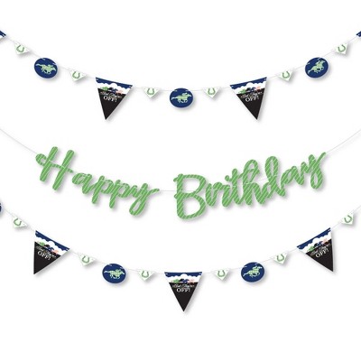 Big Dot of Happiness Kentucky Horse Derby - Horse Race Birthday Party Letter Banner Decoration - 36 Banner Cutouts and Happy Birthday Banner Letters