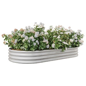 Naysaye 11.4" Tall Rectangle Raised Garedn Planter, Outdoor Garden Raised Planter Box for Flowers, Silver, 88.99"*44.68"*11.42" - 1 of 4