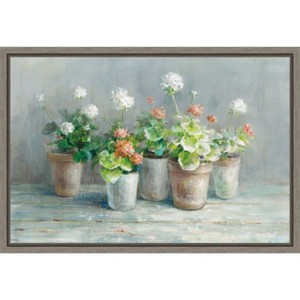 Amanti Art Farmhouse Geraniums by Danhui Nai Canvas Wall Art Print Framed 23 x 16-in. - 1 of 4