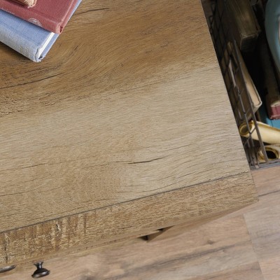 Craftsman Oak Brown Desk with Filing Cabinet and Drawer