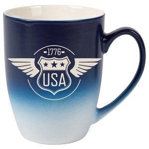 100 North United States of America 10 Ounce Navy Blue and White Two Toned Ombre, Comfortably Fits Your Hands, Ceramic Tea Coffee Cup Mug, USA 1776 - 1 of 1