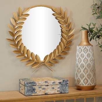 Metal Leaf Wall Mirror Gold - CosmoLiving by Cosmopolitan