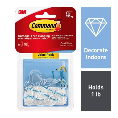 Clear Small Adhesive Wall Hooks Value Pack