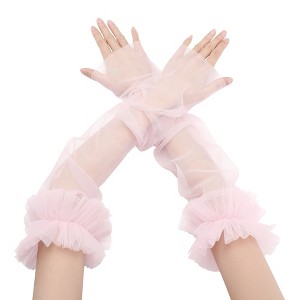 INSPIRE CHIC Women's Sheer Tulle Fluffy Fingerless Gloves 1 Pair - 1 of 4