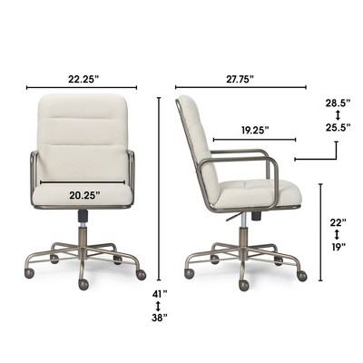 Cream High Back Leather Executive Swivel Office Chair