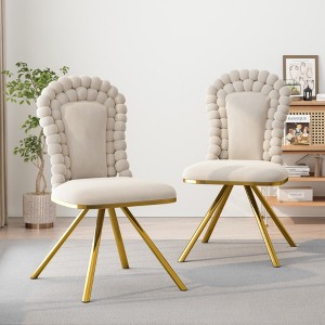 KIGFTSOD Set of 2 Velvet Dining Chairs - Gold Metal Legs, 360° Swivel, Upholstered Accent Chairs for Living, Dining & Kitchen - 1 of 4