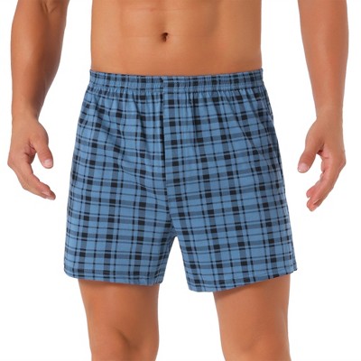 INSPIRE CHIC Men's Classic Elastic Waistband Plaid Pattern Boxer Shorts