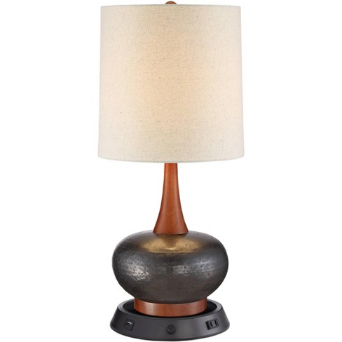 360 Lighting Archie Modern Mid Century Table Lamp 27 1/2 Tall Wood Tripod  Off White Oatmeal Drum Shade For Bedroom Living Room Bedside Nightstand :  Target