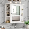 MaseiKar Bathroom Medicine Cabinet, Bathroom Mirror Cabinet Wall Mounted with 6 Side Open Shelves, White Wall Cabinet with Mirror, White - 3 of 4