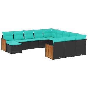 vidaXL Patio Sofa Set Black, Blue - Black Without table - 1 of 4