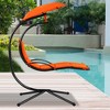 Costway Patio Hanging Hammock Chaise Lounge Chair with Canopy Cushion Turquoise\Beige\Gray\Orange - 3 of 4