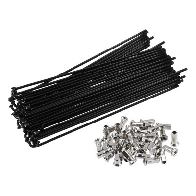 Unique Bargains Bicycle Carbon Steel 12G Bike Spoke with Nipples Black 6.3" Length 40 Pcs