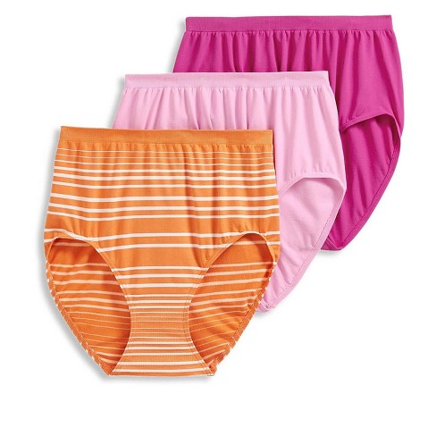 Jockey Womens Comfies Microfiber Brief 3 Pack Underwear Briefs nylon 8  Light Raspberry/Cactus Flower/Terracotta Stripe