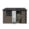 Metal Metal garden sheds outdoor storage sheds with window Brown - 3 of 4