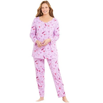 Avenue Women's Plus Size Body Three-Quarter Sleeve Pajama Set